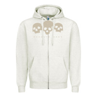 Oatmeal Heather memento mori three skulls Zipper Hoodie - artisFamous