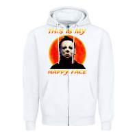 White this is my happy face Zipper Hoodie - artisFamous