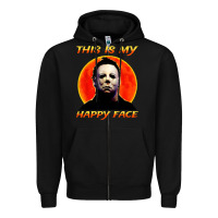 Black this is my happy face Zipper Hoodie - artisFamous