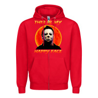Red this is my happy face Zipper Hoodie - artisFamous
