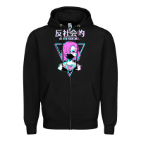 Black antisocial wave anime Zipper Hoodie - artisFamous