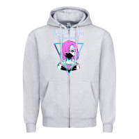 Heather Grey antisocial wave anime Zipper Hoodie - artisFamous