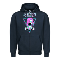 Navy antisocial wave anime Zipper Hoodie - artisFamous