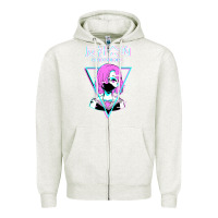 Oatmeal Heather antisocial wave anime Zipper Hoodie - artisFamous