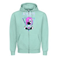 Seafoam antisocial wave anime Zipper Hoodie - artisFamous