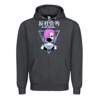 Smoke antisocial wave anime Zipper Hoodie - artisFamous