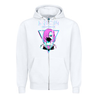 White antisocial wave anime Zipper Hoodie - artisFamous