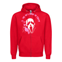 Red scream ghost Zipper Hoodie - artisFamous