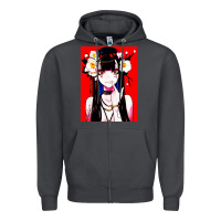 Smoke anime girl japanese Zipper Hoodie - artisFamous