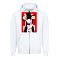 White anime girl japanese Zipper Hoodie - artisFamous