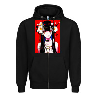 Black anime girl japanese Zipper Hoodie - artisFamous