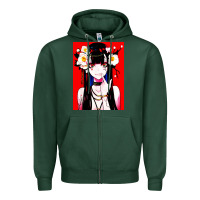 Sports Green anime girl japanese Zipper Hoodie - artisFamous