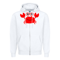 White Red Crab Zipper Hoodie - artisFamous