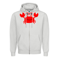 Dove Grey Red Crab Zipper Hoodie - artisFamous