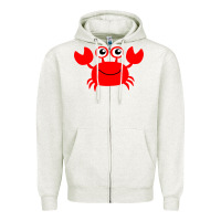 Oatmeal Heather Red Crab Zipper Hoodie - artisFamous