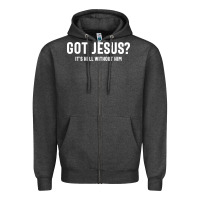 Charcoal Heather Got Jesus It's Hell Without Him - Christian Zipper Hoodie - artisFamous