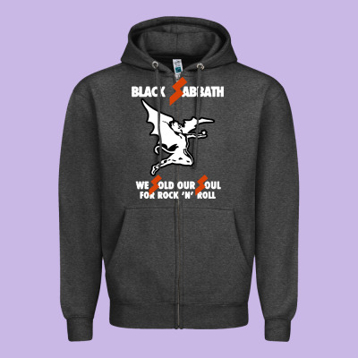 Black Rock And Roll Zipper Hoodie Designed By Artisfamous
