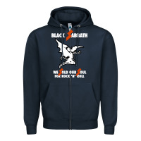 Navy black rock and roll Zipper Hoodie - artisFamous