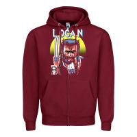 Burgundy old man logan cover Zipper Hoodie - artisFamous