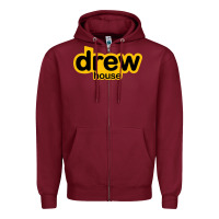 Burgundy drew smile house Zipper Hoodie - artisFamous