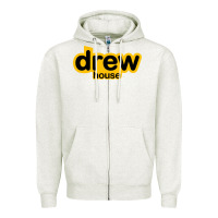 Oatmeal Heather drew smile house Zipper Hoodie - artisFamous