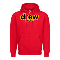 Red drew smile house Zipper Hoodie - artisFamous
