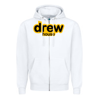 White drew smile house Zipper Hoodie - artisFamous