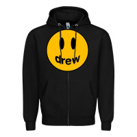 Black Drew Smile House Zipper Hoodie - artisFamous