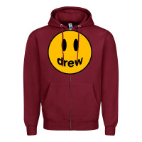 Burgundy Drew Smile House Zipper Hoodie - artisFamous