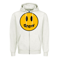 Oatmeal Heather Drew Smile House Zipper Hoodie - artisFamous