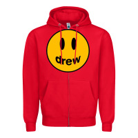 Red Drew Smile House Zipper Hoodie - artisFamous