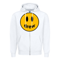 White Drew Smile House Zipper Hoodie - artisFamous