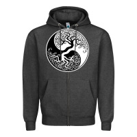 Charcoal Heather tree of life yin yang Zipper Hoodie - artisFamous