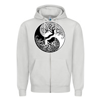 Dove Grey tree of life yin yang Zipper Hoodie - artisFamous