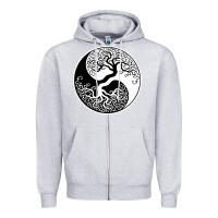 Heather Grey tree of life yin yang Zipper Hoodie - artisFamous