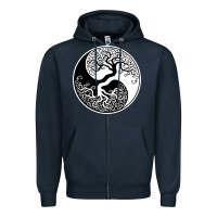 Navy tree of life yin yang Zipper Hoodie - artisFamous