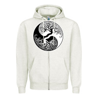 Oatmeal Heather tree of life yin yang Zipper Hoodie - artisFamous