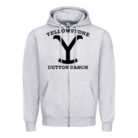 Heather Grey black stone dutton ranch Zipper Hoodie - artisFamous