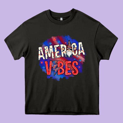 America Vibes With Gnome Heavy Core Tee Designed By Howdyjamesfarm