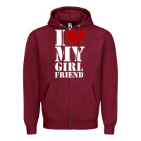 Burgundy i heart my girlfriend shirt Zipper Hoodie - artisFamous
