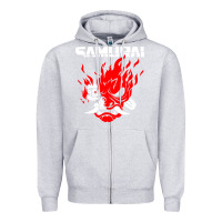 Heather Grey cyberpunk 2077 Zipper Hoodie - artisFamous