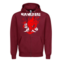 Burgundy cyberpunk 2077 Zipper Hoodie - artisFamous