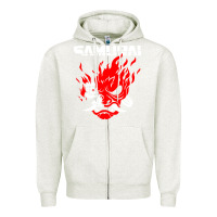 Oatmeal Heather cyberpunk 2077 Zipper Hoodie - artisFamous
