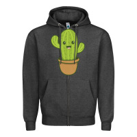 Charcoal Heather happy cactus hug me please Zipper Hoodie - artisFamous