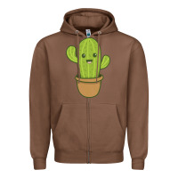 Chestnut happy cactus hug me please Zipper Hoodie - artisFamous