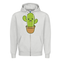 Dove Grey happy cactus hug me please Zipper Hoodie - artisFamous