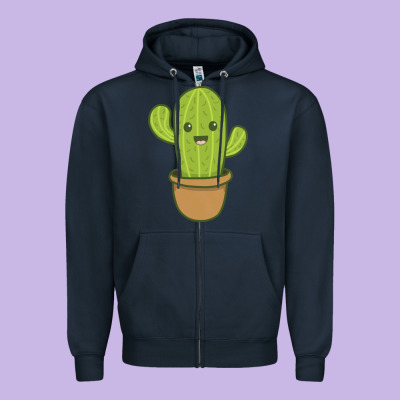 Happy Cactus Hug Me Please Zipper Hoodie Designed By Artisfamous