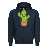Navy happy cactus hug me please Zipper Hoodie - artisFamous