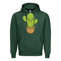 Sports Green happy cactus hug me please Zipper Hoodie - artisFamous