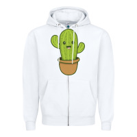White happy cactus hug me please Zipper Hoodie - artisFamous